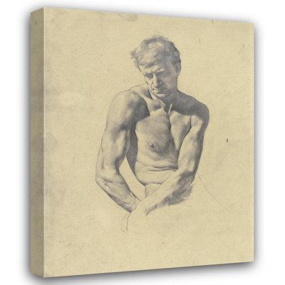 "Male Semi-Nude" by  Karl Stauffer-Bern - Gallery Wrap Canvas Wall Art