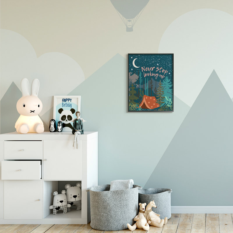 Never Stop Look Up Up, ciel nocturne, H 20 po x l 16 po x P 1,5 po, Giclée encadrée noir minuit