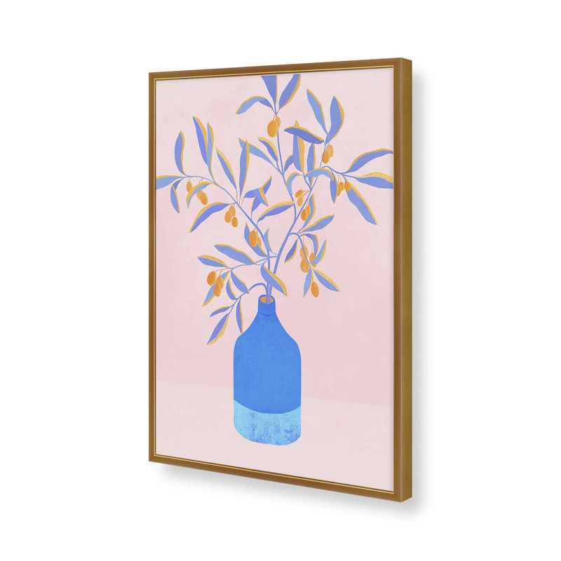 «Blue Branches Botanical» par Garima Dhawan, reproduction d'art, H 16 po x l 12 po, Doré