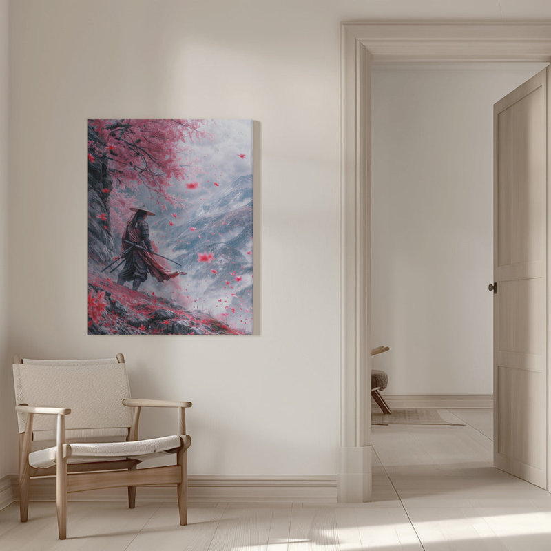 Art mural, galerie de Samouraï enveloppée (prête à être accrochée), H 36 po x l 24 po
