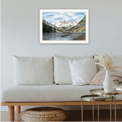 Trendy Decor 4U The Maroon Bells White Framed Wall Art For Living Room, Bedroom Wall Art Print For Home Decor By Billy Jacobs