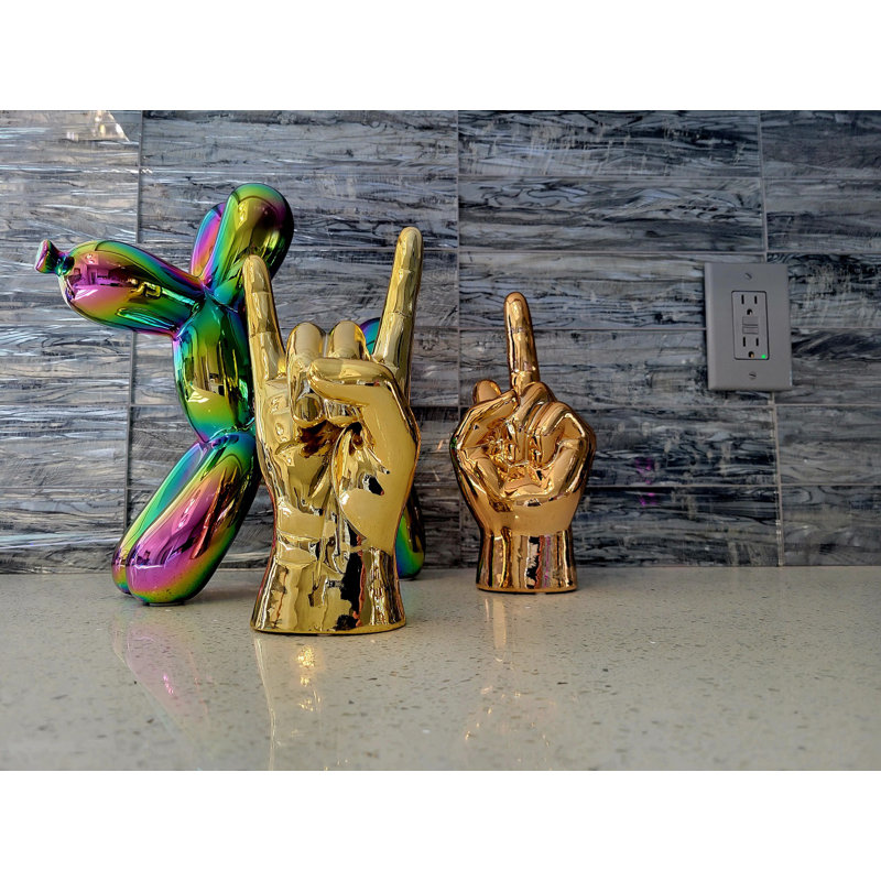 Interior Illusions Plus Gold Rock On hand Tabletop - 9in tall