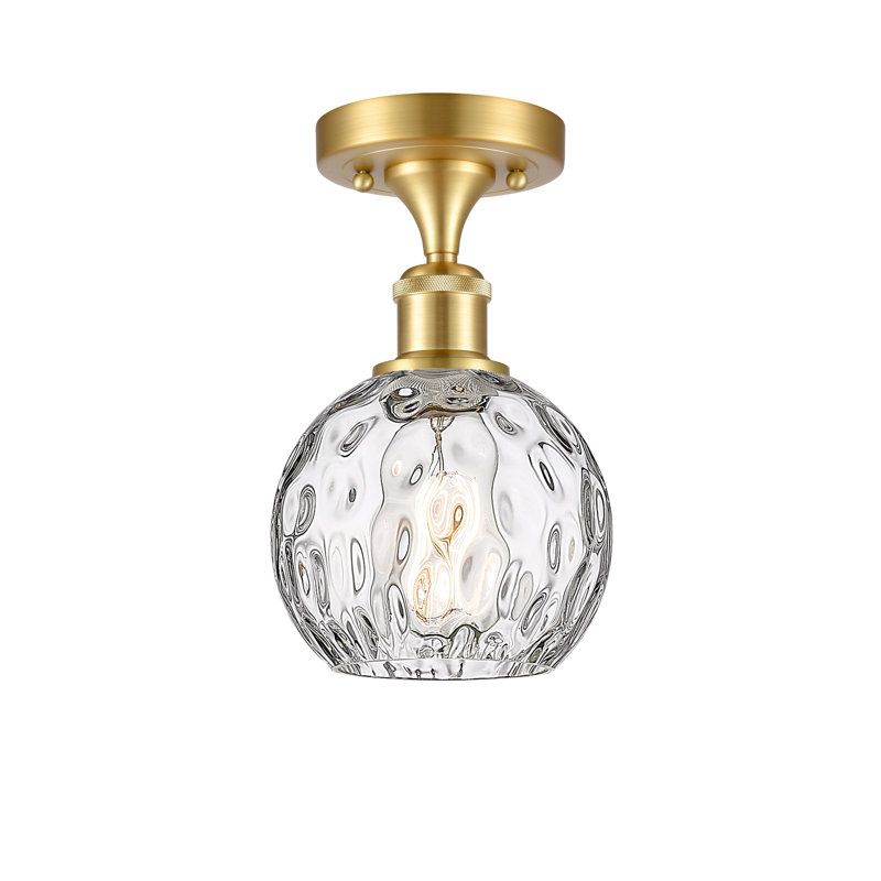 Plafonnier semi-encastré 1 lumière 8 po Cindi, Ampoule non incluse, H 11 po x l 6 po x P 6 po, Or satiné