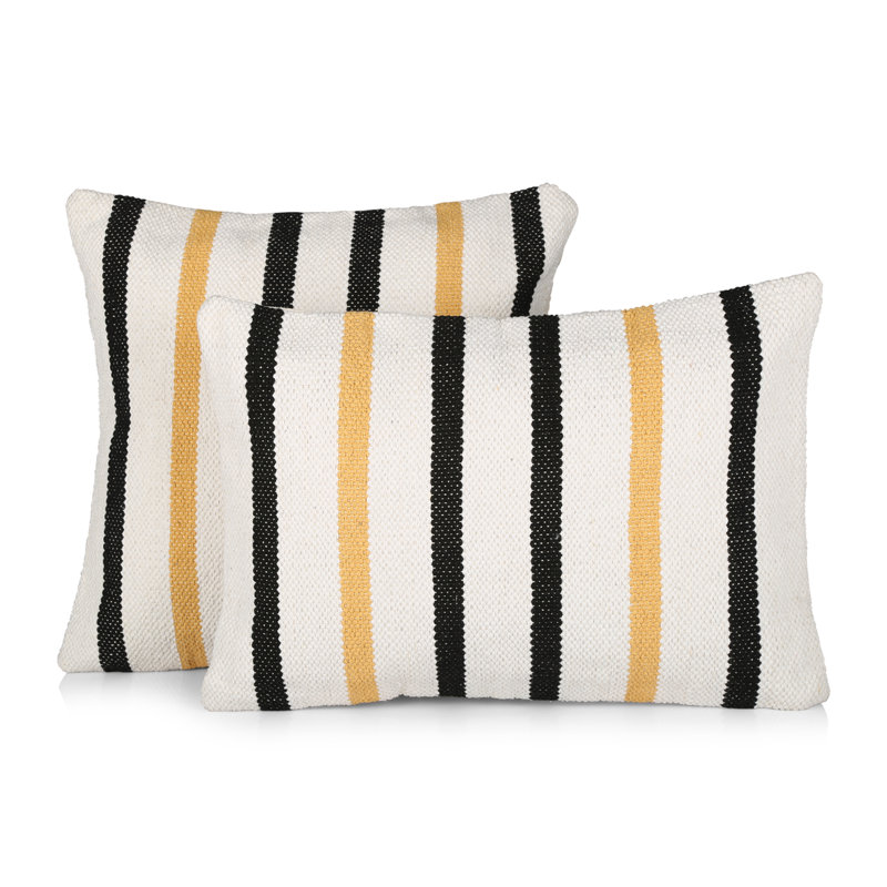 Chanhassen Striped Cushion Cover, Yellow/Black/White