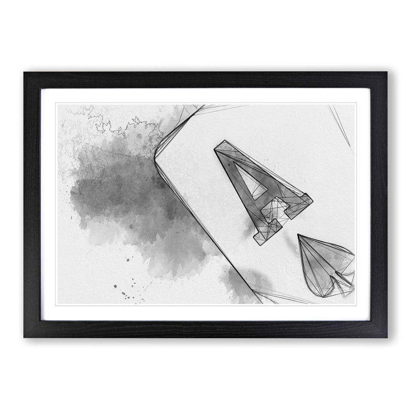 The Ace of Spades in Abstract - Picture Frame Graphic Art Print on MDF, 27cm H x 36cm W x 2cm D, Black Framed