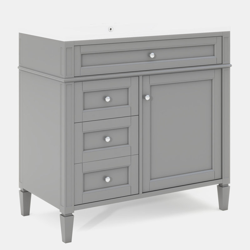 Meuble-lavabo simple 35,03 avec comptoir, Gris