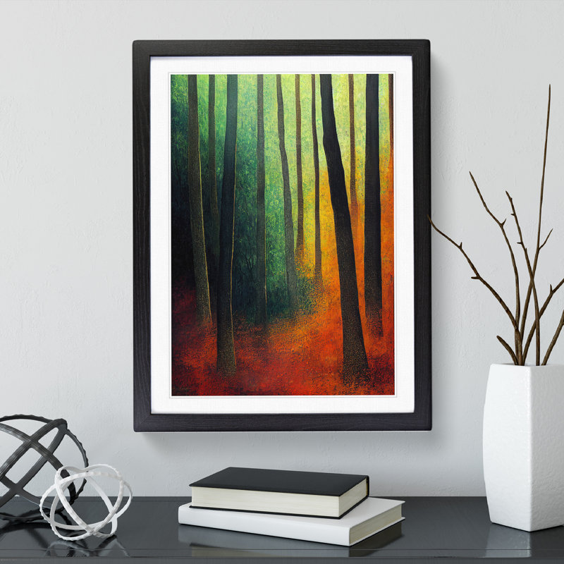 Colourful Forest No.1 - Painting, White, Black Framed, 66cm H x 48cm W x 2cm D