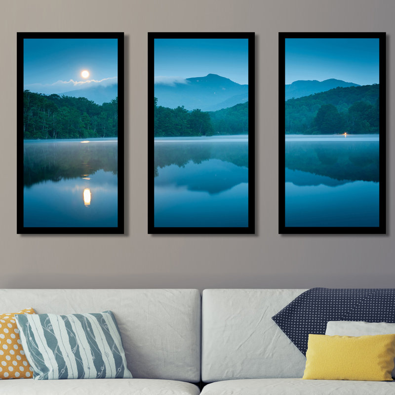 «Blue Ridge Grandfather Mountain», ensemble de 3 reproductions de photos encadrées, H 33,5 po x l 52,5 po x P 1 po