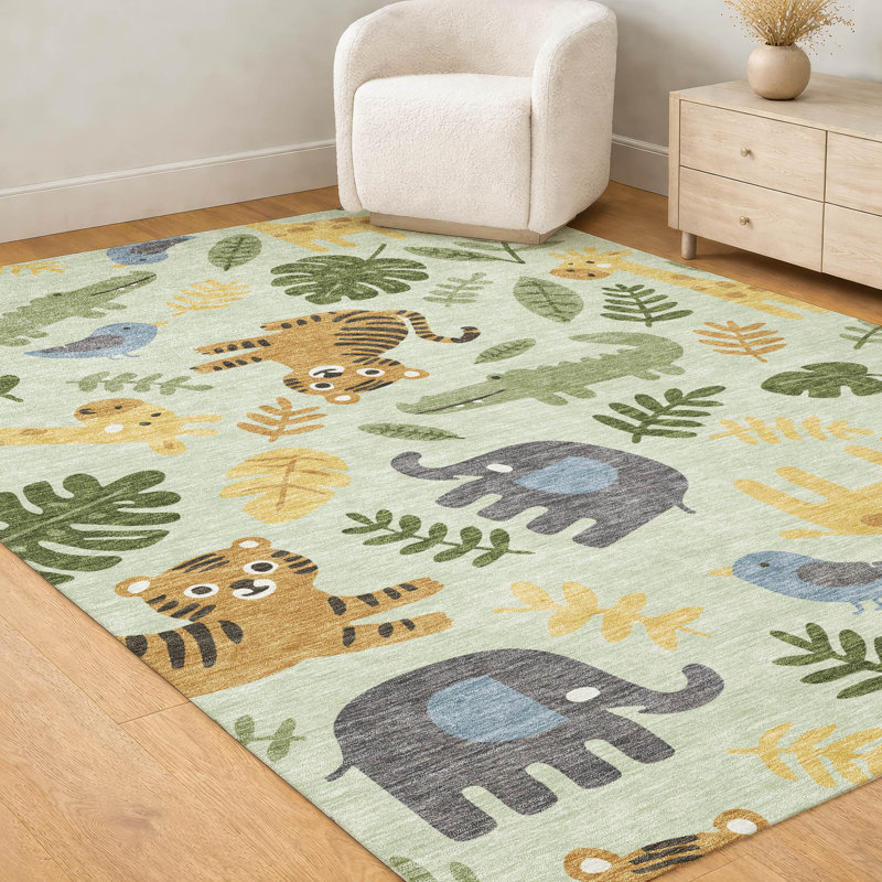 Tapis intérieur / extérieur lavable à la machine pour enfants ACN2578, Comme neuf, 3 pi x 5 pi