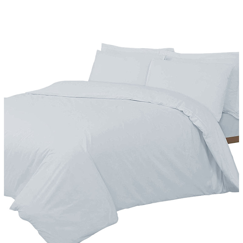 Cortinas Satin Solid Colour Duvet Cover Set with Pillowcases, Kingsize - 2 Standard Pillowcases, Cream