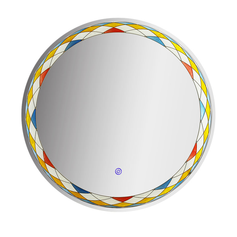 Miroir rond en faïence 31 po, 31 po x 31 po