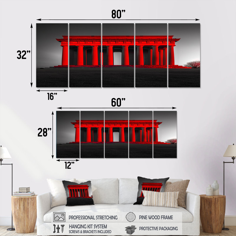 «Red Gray Lincoln», ensemble d'art mural, H 28 po x l 60 po