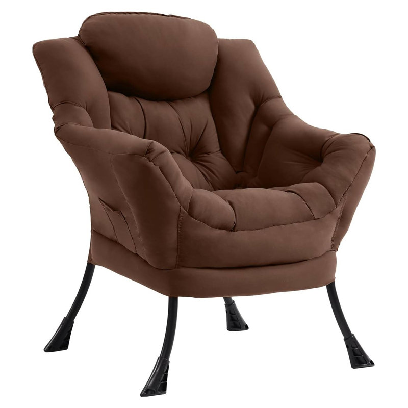 Fauteuil paresseux et rembourré Abramson, Brun foncé - coton simple, Non