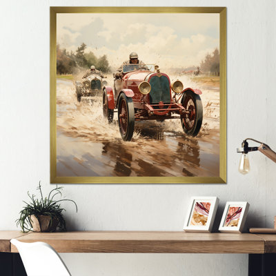 «Red Car 1930 Race Car Tracks I», art mural rouge