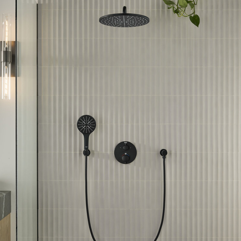GROHE Rainshower 3-Setting Handheld Shower Head, Rain Jet Settings, 1.75 GPM, Brushed Cool Sunrise