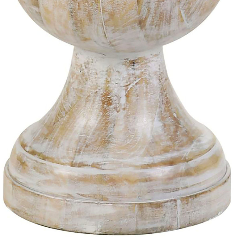 Grande table de bout à piédestal blanc 24,25 po Devrek, Ivoire ivoire