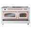 ILVE Nostalgie II Noblesse 60 inch Dual Fuel Range  (7 Sealed Burners + Griddle + French Top, Triple Glass Door, RAL)-101090784-101090796