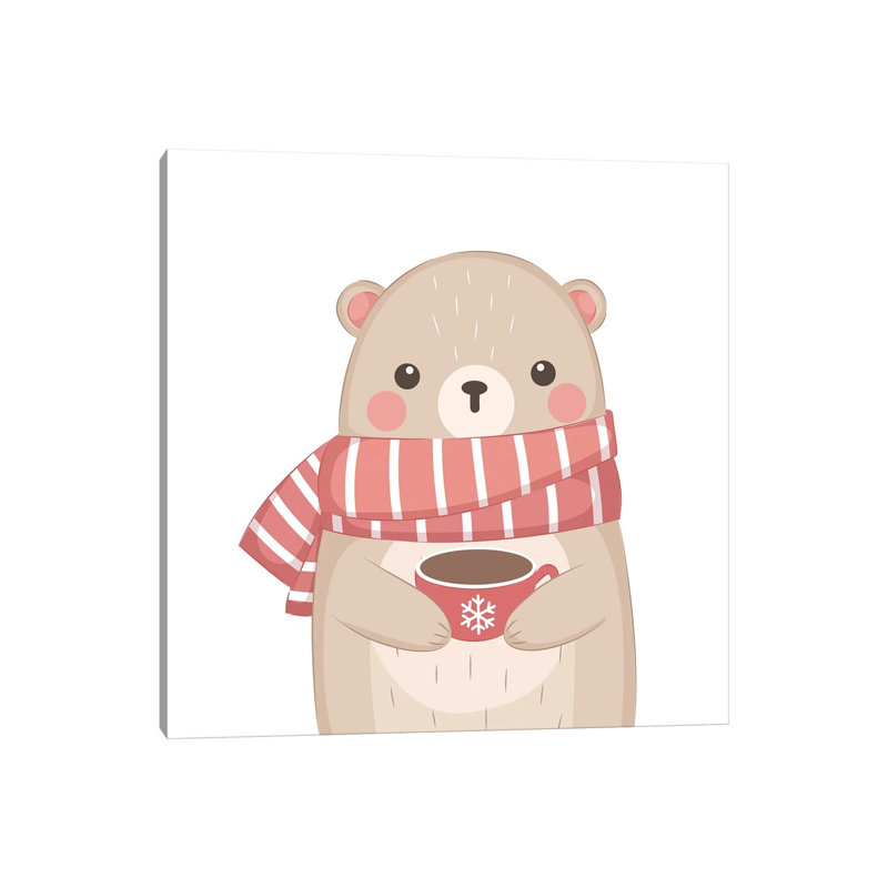 Cute Bear Illustration 1 Piece Wrapped Canvas Painting, 30.48cm H x 30.48cm W x 1.91cm D