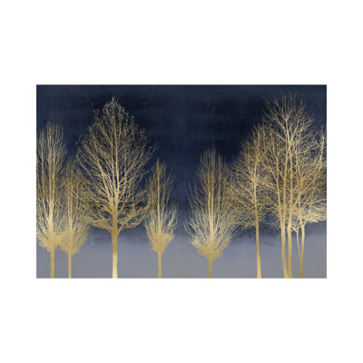 Gold Forest On Blue by Kate Bennett - Wrapped Canvas Painting