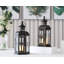 Ensemble de 2 lanternes décoratives de style rétro de 10 pouces de style lanterne suspendue en métal noir avec brosse dorée-69517669