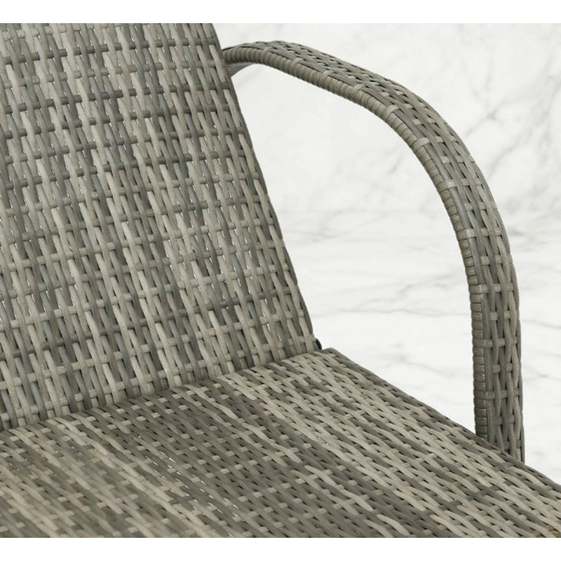 Adjustable Backrest Rattan Pool Lounge Chair,Outdoor Chaise Lounge With Wheels