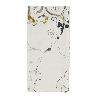 Abstract Floral Dinner Napkins (Set of 4) - Modern Botanical Linen Blend Napkins for Everyday Dining, Farmhouse Table Setting, Spring Entertaining, and Elegant Dinner Décor
