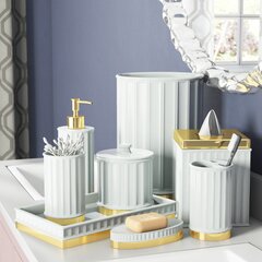 Bathroom Accessories Set with Tissue Box Cover, Soap Dish, Cotton Swab –  MyGift