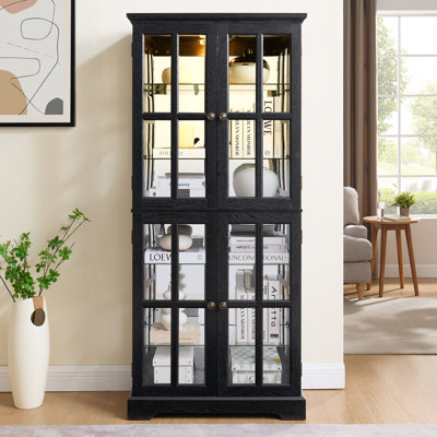 Vitrine Curio, vitrine antique avec portes en verre, tablettes réglables pour objets de collection