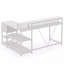 Bureau en L de 55 pouces, bureau d'écriture blanc et blanc avec rehausse de moniteur, tiroirs et tablettes de rangement en forme de L-1715570149