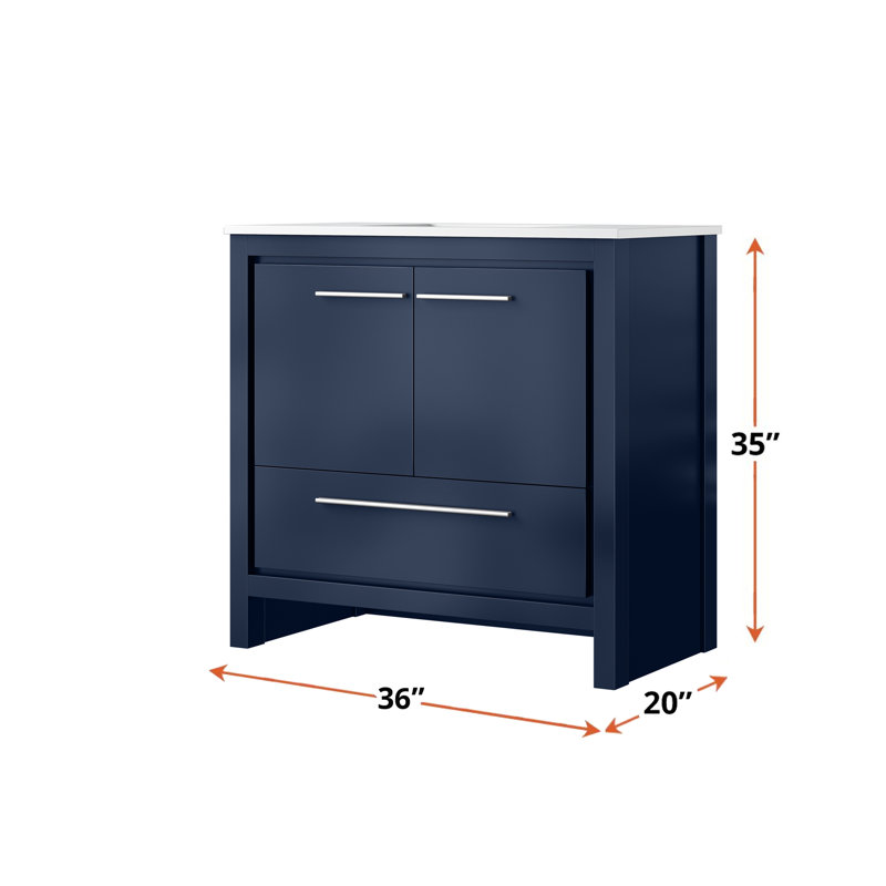 Meuble-lavabo avec plateau en marbre de culture, Bleu marine