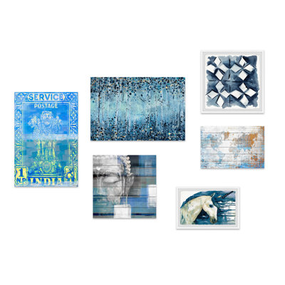 Genova " Cobalt Fantasy Hexaptych " by Marmont Hill 6 - Pieces