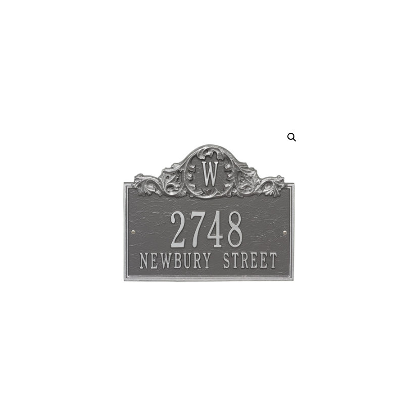Acanthus Monogram 3-Line Wall Address Plaque, Pewter and Silver, Yes