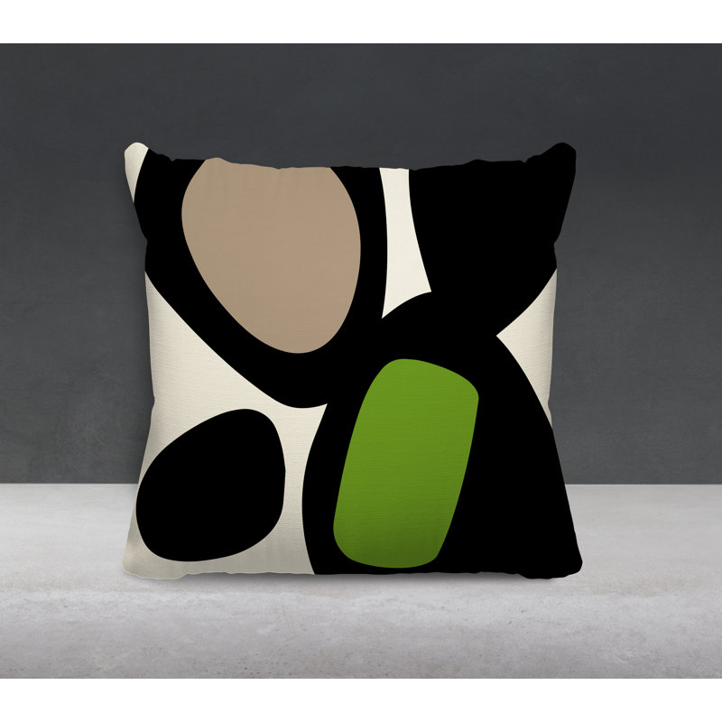 Coussin intérieur / extérieur en polyester filé Lara, 17 po x 17 po, Chartreuse / blanc cassé