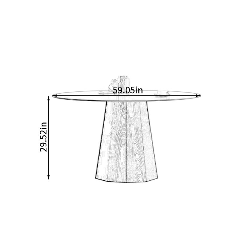 Table ronde moderne et minimaliste, H 29,52 po x L 59,05 po x l 59,05 po, Blanc