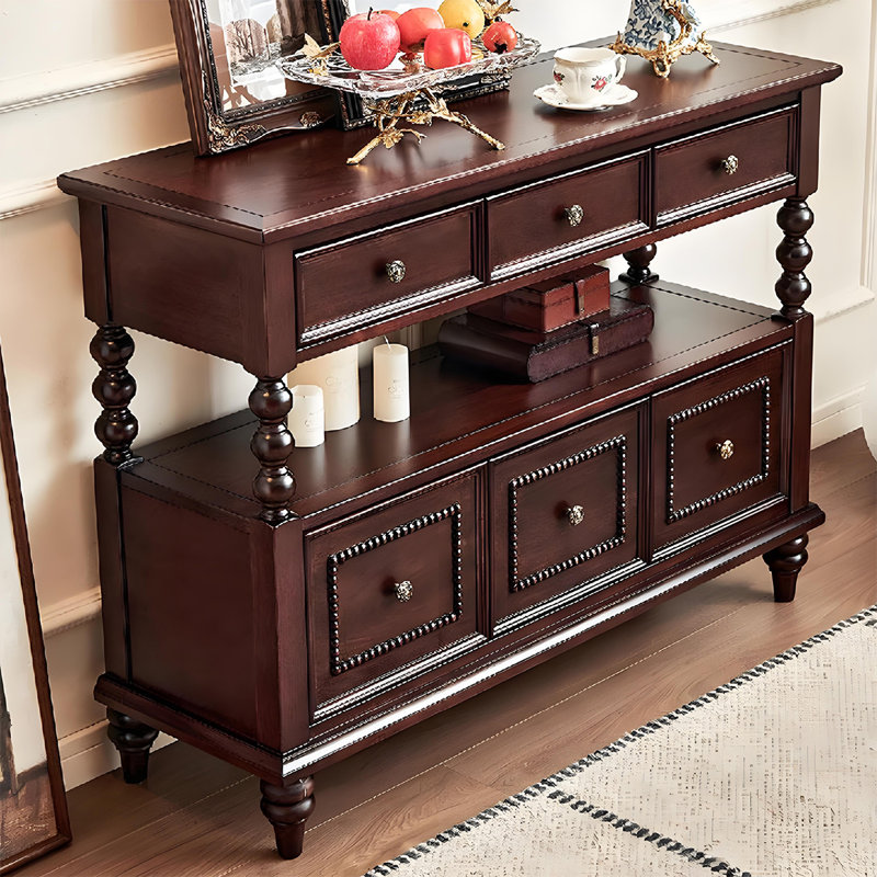 Armoire de rangement en bois massif brun de style américain 47,24 "