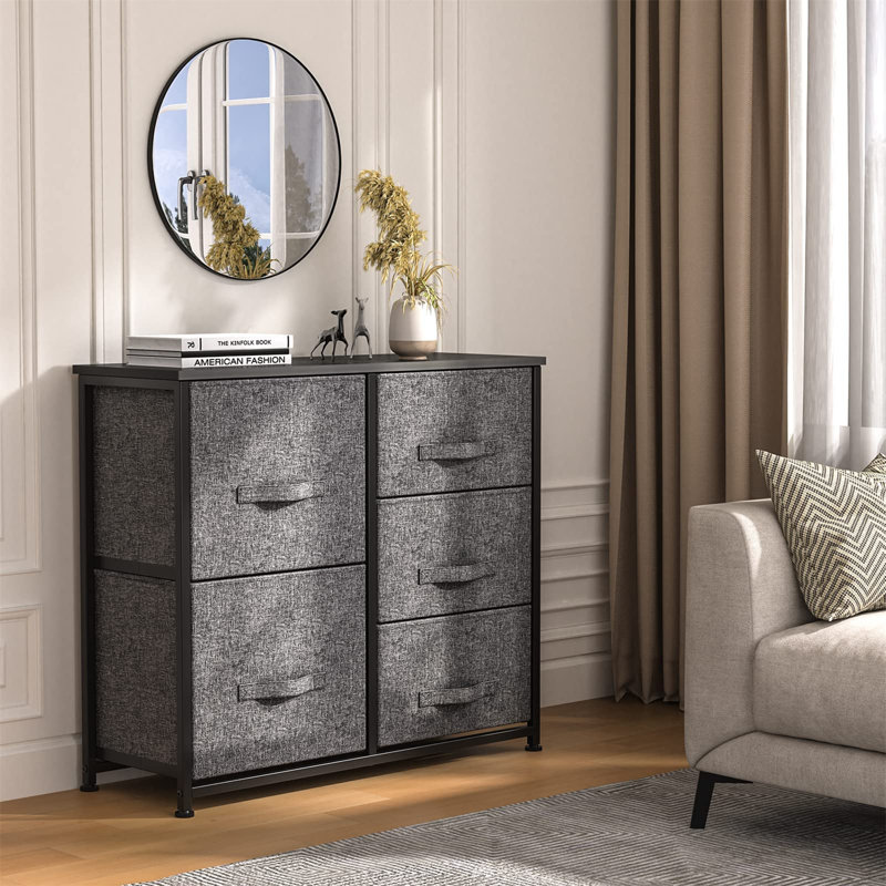 Solvejg Metal 83.8cm W 5 - Drawer Chest of Drawers, Black