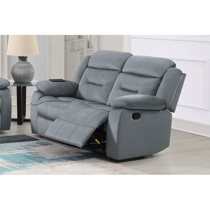 Causeuse manuelle 1Pc avec accoudoirs moelleux et dossier capitonné horizontal, Gris foncé
