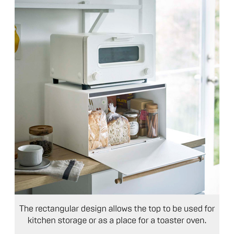 White Steel and Wood Two-Tier Bread Box