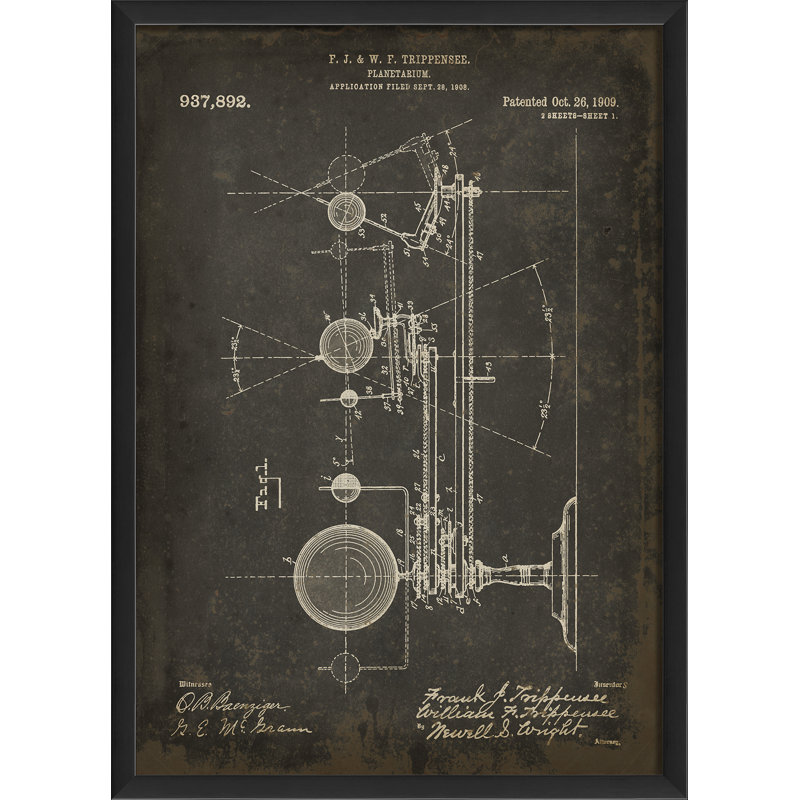 « trippensee planetarium brevet », impression encadrée, Noir