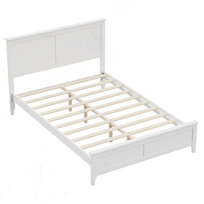 Lit plateforme moderne en bois massif avec support de lattes en bois robuste, Double