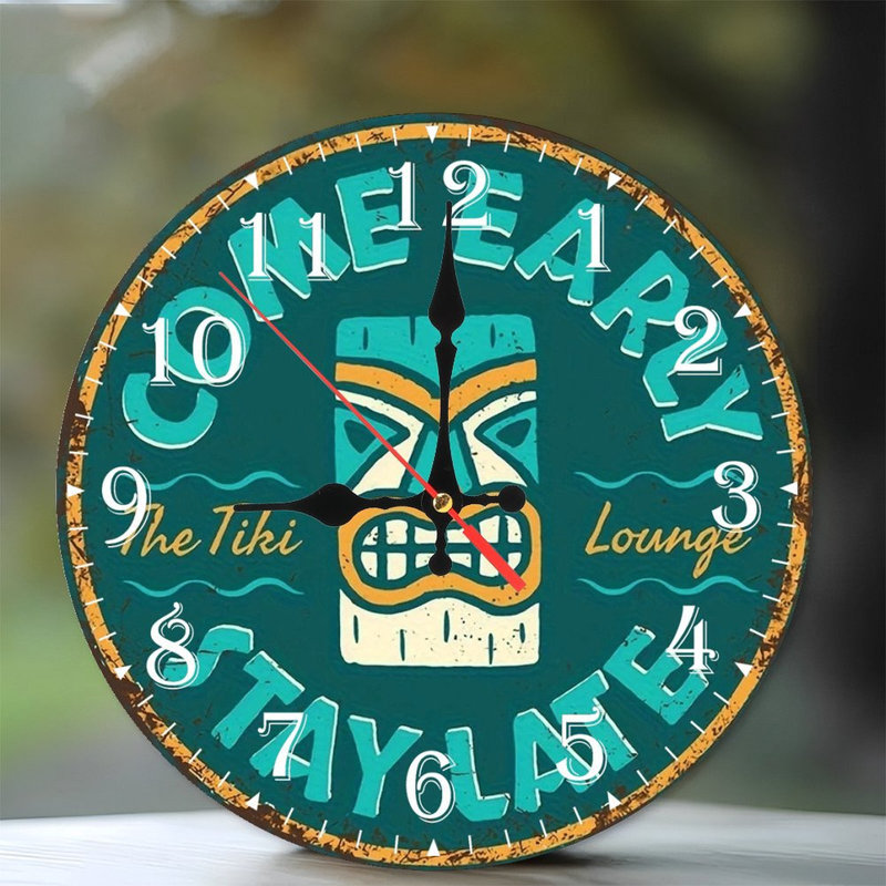 Horloge murale en bois 10 po, mouvement silencieux, à piles (piles AA non incluses), décor artistique, parfait pour les décorations