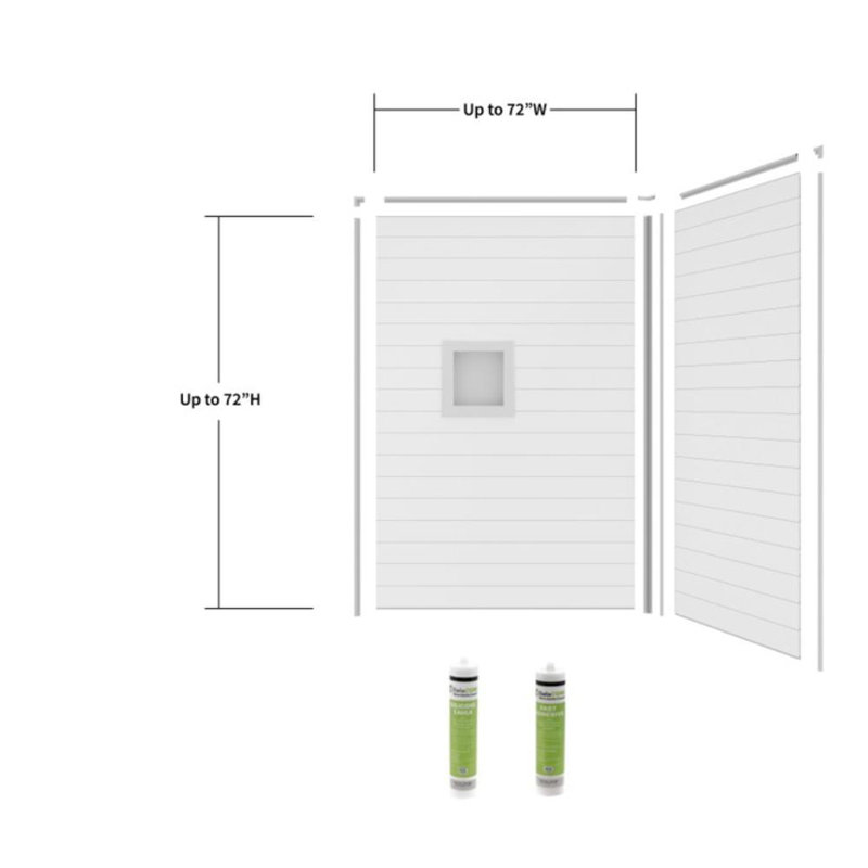 Bella CORE 2 Wall Shiplap Tub and Shower Surround Kit up to 36D x 72W x 72H, Gray