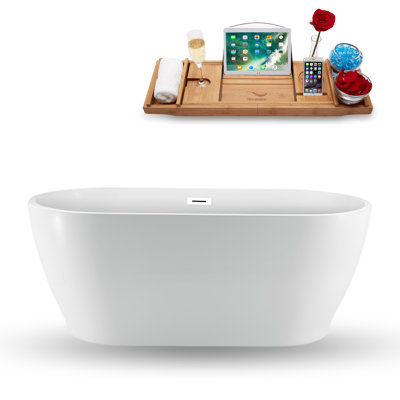 1501.1mm x 718.8mm Freestanding Soaking Acrylic Bathtub