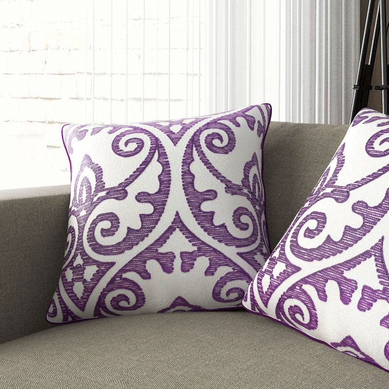 Martha Embroidered Feather Throw Pillow