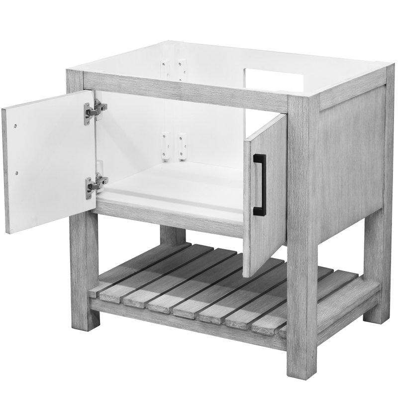 Meuble-lavabo 36 po avec comptoir en marbre de Carrare, lavabo et miroir, Noir mat