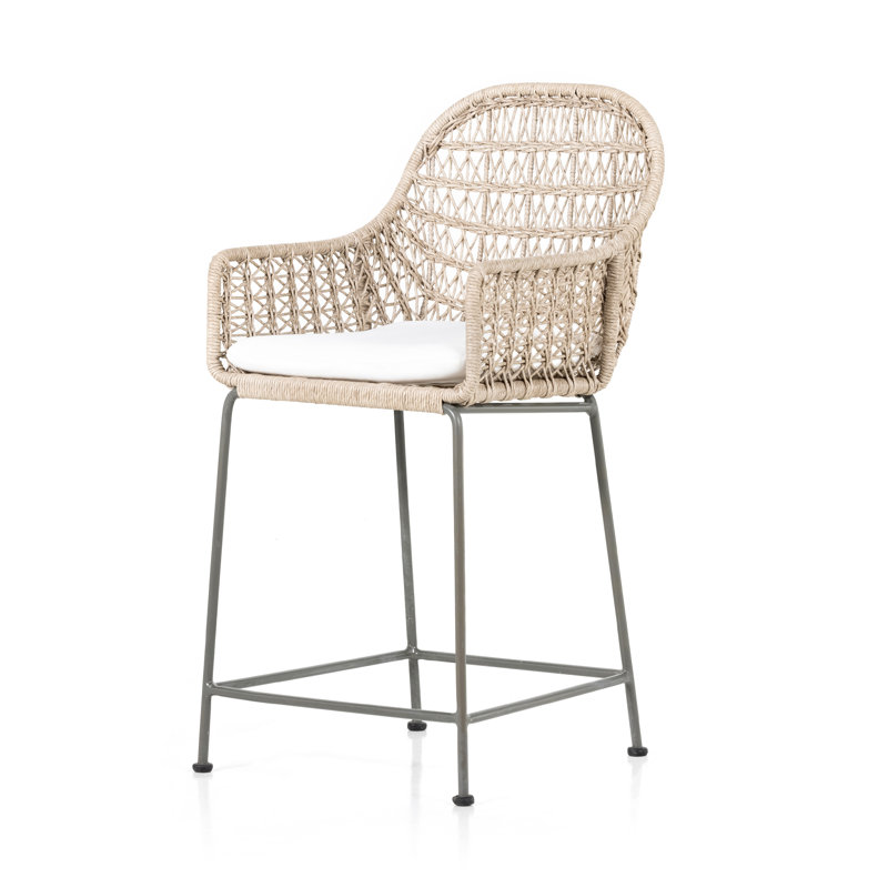 Bandera Outdoor Bar Stool, Beige/Gray, 30"