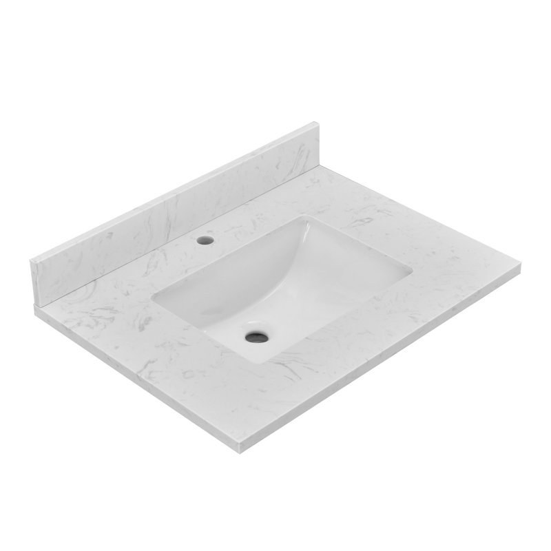30" Engineered Stone Single Bathroom Vanity Top With Sink