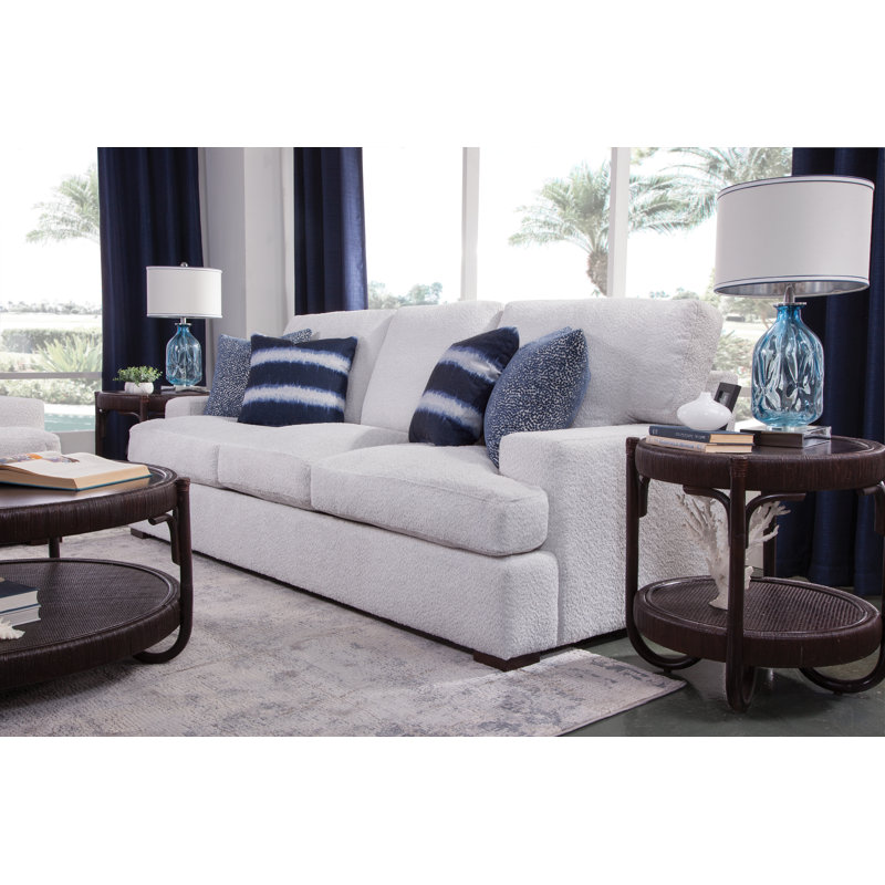 Cambria Upholstered 97'' Sofa, Java Finish, Ivory Crypton Performance; 0886-91
