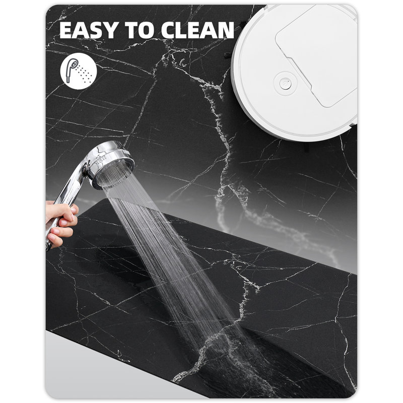 Tapis pour salle de bain, Noir, L 17 po x L 32 po