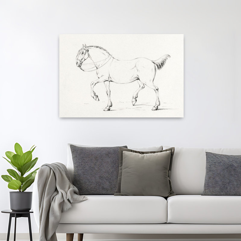 Cheval pas à pas classique rétro, art mural rétro, H 48 po x l 32 po